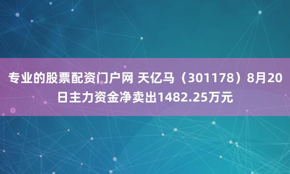 专业的股票配资门户网 天亿马（301178）8月20日主力资金净卖出1482.25万元